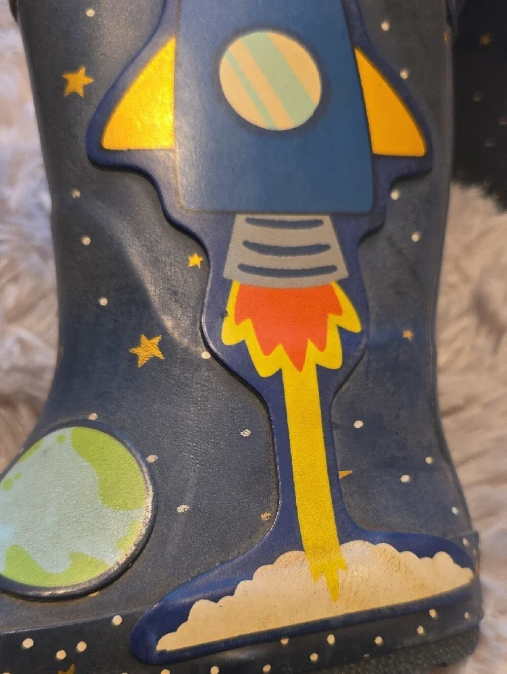 Cat & Jack Navy Kids Rain Boots with Space Planet Accents